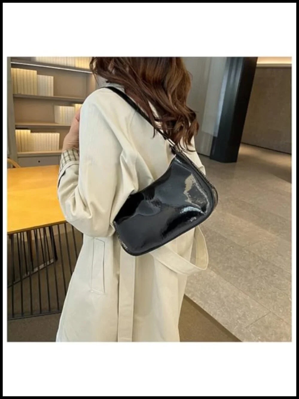 Patent Vegan Leather Evening Purse Shiny Clutch MINI Hobo Handbag Shoulder Bags